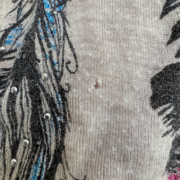 P.inc Kids 3T GirlsTan Bohemian Wild & Free Feather Short Sleeve Top Blouse - Picture 3 of 7